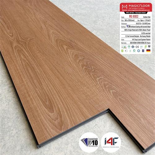 Sàn nhựa vinyl WPC DP8002 Golden Oak - 8.0mm